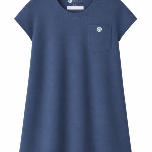 Adaptive clothing open back round neck long t-shirt with cap sleeve for women pigeon blue - Ina