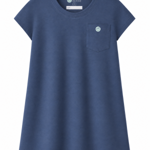Adaptive clothing open back round neck long t-shirt with cap sleeve for women pigeon blue - Ina