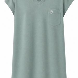 Adaptive clothing open back v-neck long t-shirt with cap sleeve for men sea green - Alex