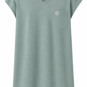 Adaptive clothing open back v-neck long t-shirt with cap sleeve for men sea green - Alex