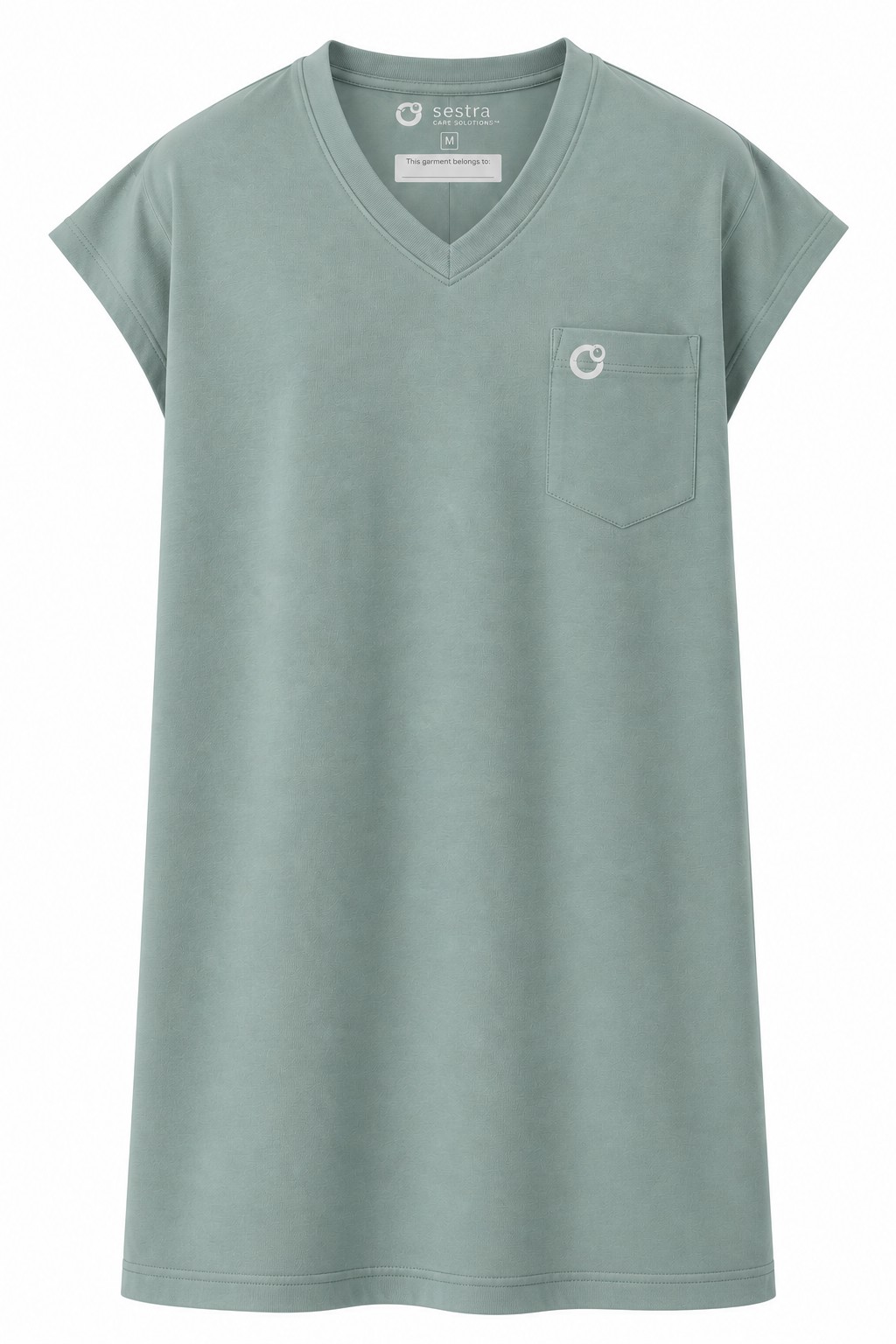 Adaptive clothing open back v-neck long t-shirt with cap sleeve for men sea green - Alex