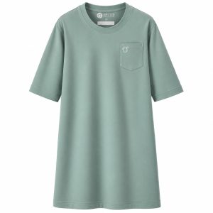 Adaptive clothing open back round long t-shirt with 3/4 sleeve for men sea green - Rudi