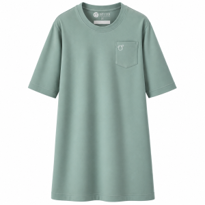 Adaptive clothing open back round long t-shirt with 3/4 sleeve for men sea green - Rudi