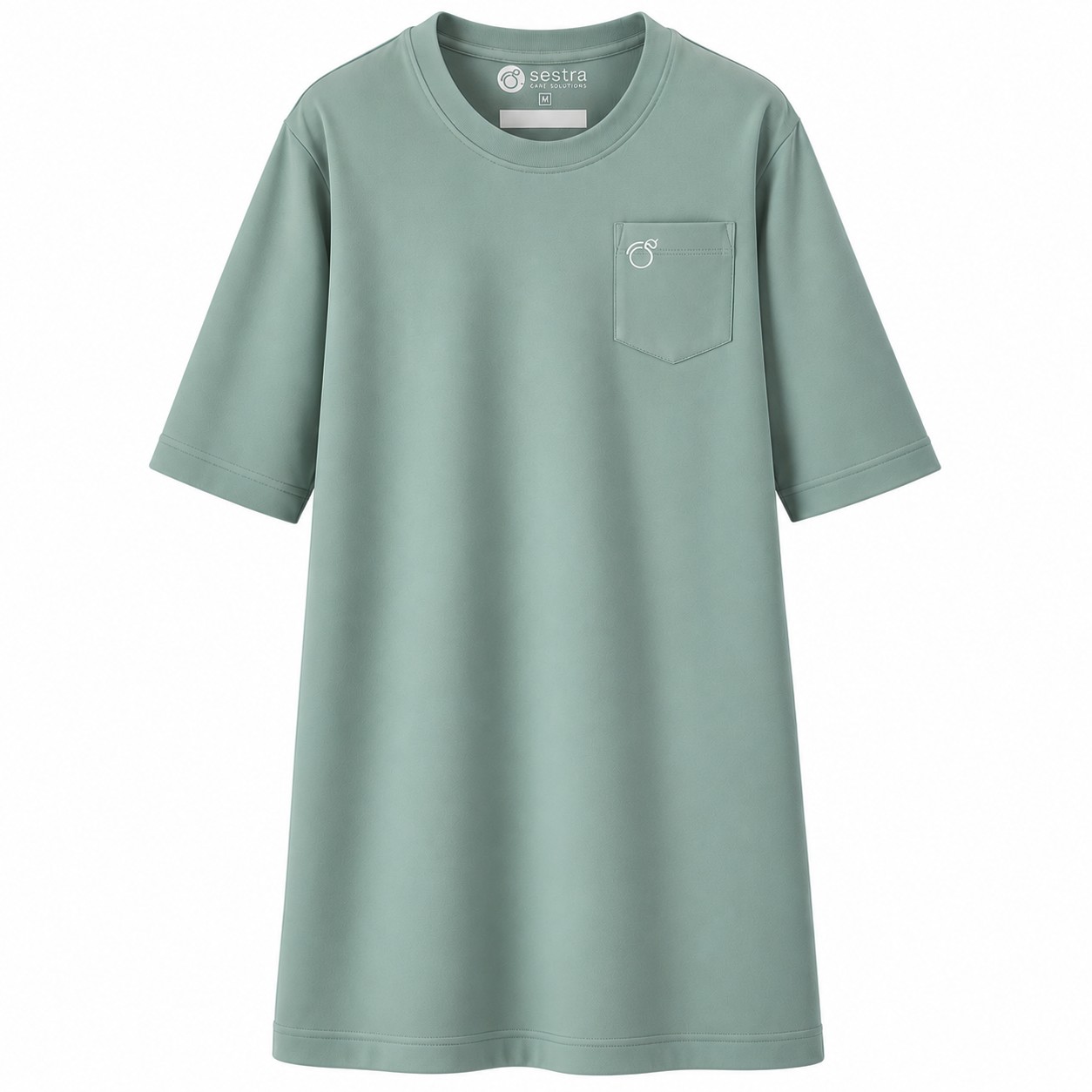 Adaptive clothing open back round long t-shirt with 3/4 sleeve for men sea green - Rudi