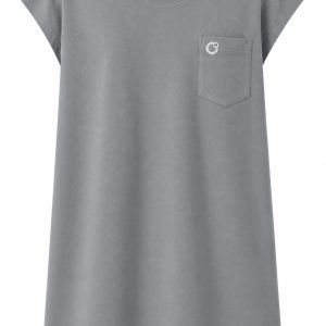 Adaptive clothing open back round neck long t-shirt with cap sleeve for men steel grey - Alex