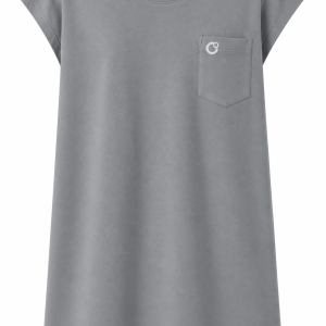 Adaptive clothing open back round neck long t-shirt with cap sleeve for men steel grey - Alex