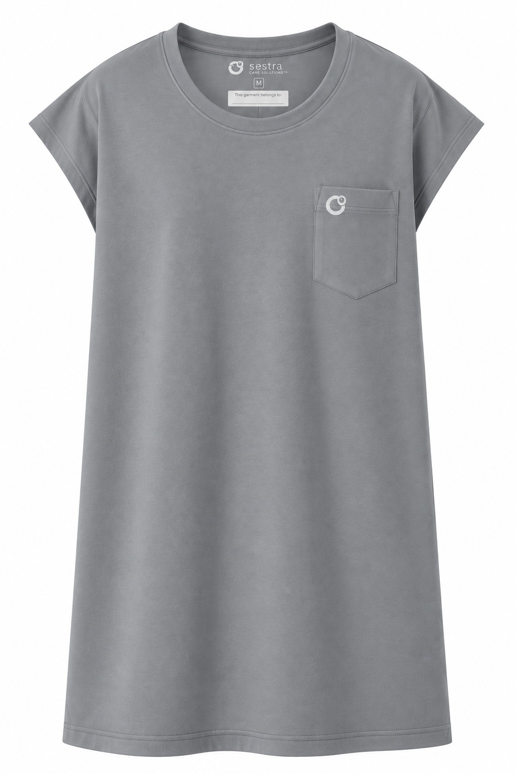 Adaptive clothing open back round neck long t-shirt with cap sleeve for men steel grey - Alex