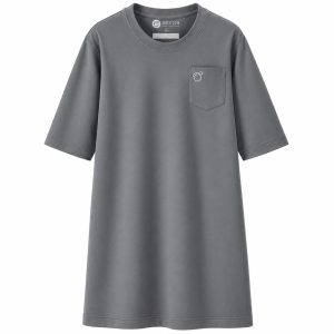 Adaptive clothing open back round long t-shirt with 3/4 sleeve for men steel grey - Rudi