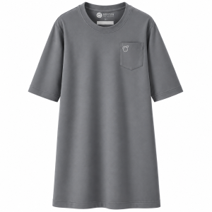 Adaptive clothing open back round long t-shirt with 3/4 sleeve for men steel grey - Rudi