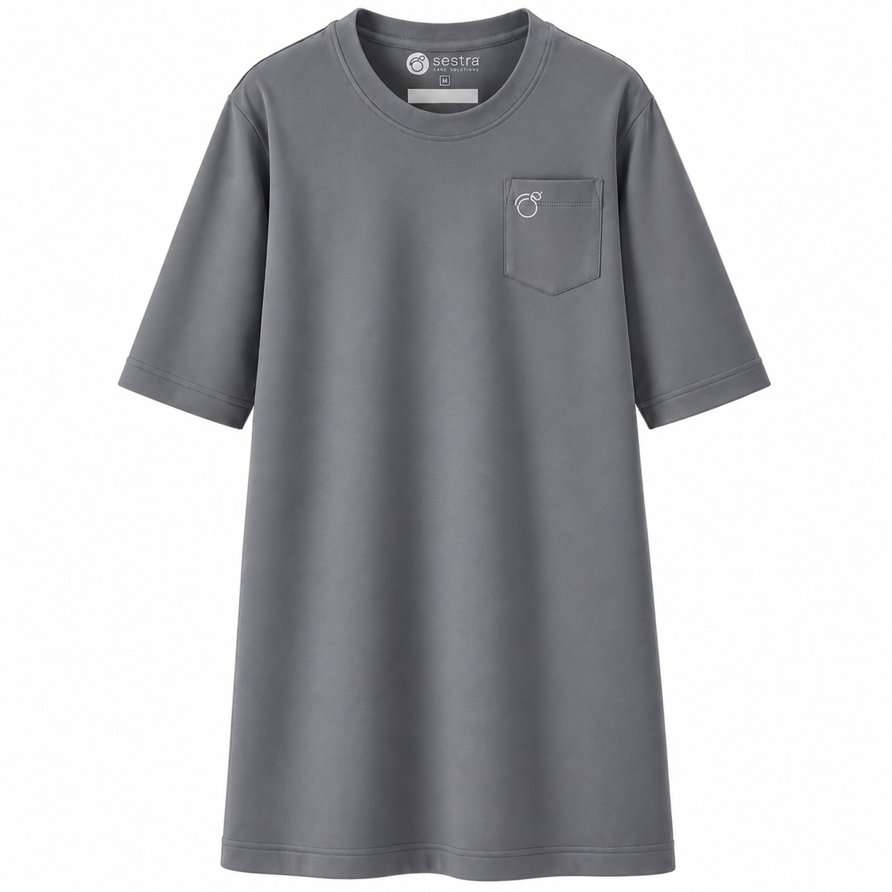 Adaptive clothing open back round long t-shirt with 3/4 sleeve for men steel grey - Rudi