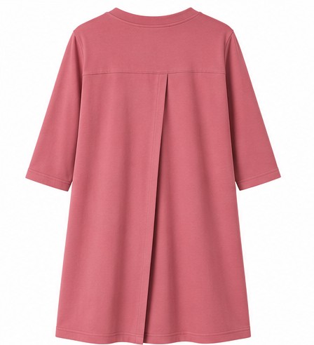 Adaptive clothing open back round neck long t-shirt with 3/4 sleeve for women pigeon blue - Rita - Image 2