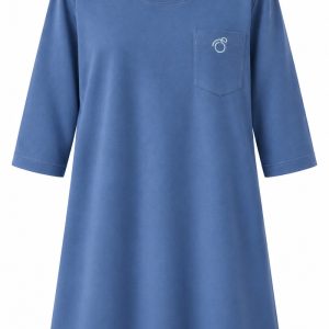 Adaptive clothing open back round neck long t-shirt with 3/4 sleeve for women pigeon blue - Rita